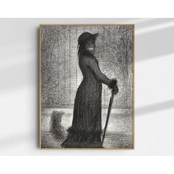 Victorian Poster Woman Strolling Dark Academia Wall Artgiclée Poster, Poster Only