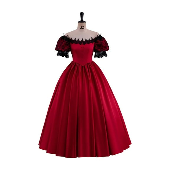 Victorian Princess Lace Gown Puffy Princess Red/Blue Dress Women Retro Elegant Evening Gown Custom Mad