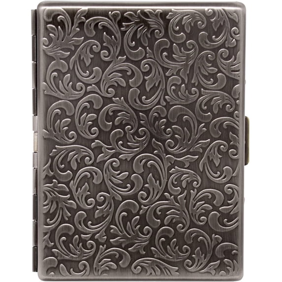 Victorian Print Compact Metal-Plated Cigarette Case (9 100s Size Cigarettes)