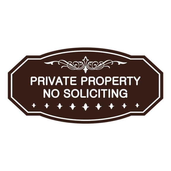 Victorian Private Property No Soliciting Sign (Dark Brown) - Small 3" X 6"