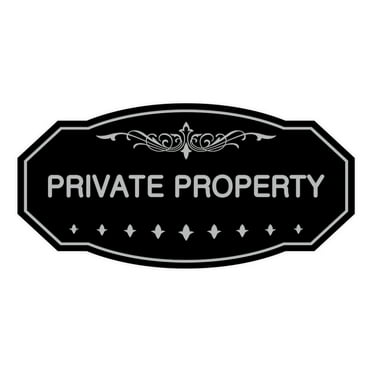 Victorian Private Property Sign (Black / Silver) - Small 3" X 6"