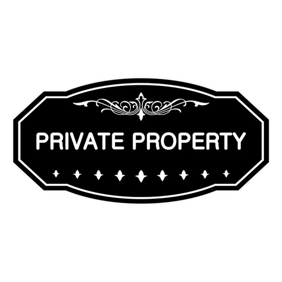 Victorian Private Property Sign (Black) - Small 3" X 6"