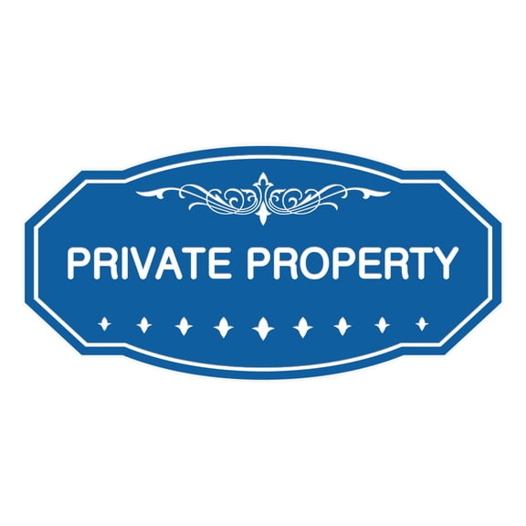 Victorian Private Property Sign (Blue) - Small 3" X 6"