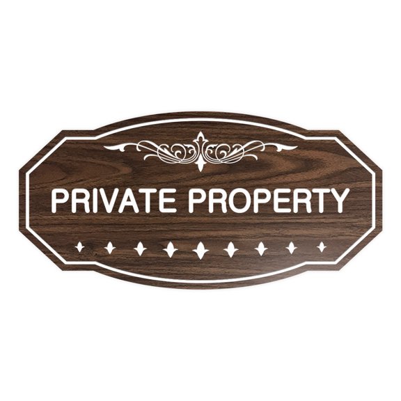 Victorian Private Property Sign (Walnut) - Medium 4" X 8"