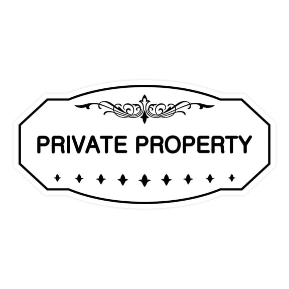 Victorian Private Property Sign (White) - Small 3" X 6"