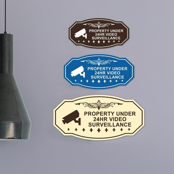 Victorian Property Under 24Hr Video Surveillance (Camera) Sign (Navy Blue / White) - Large