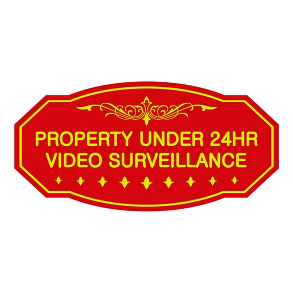 Victorian Property Under Surveillance Sign (Red/Yellow) - Small 3" X 6"