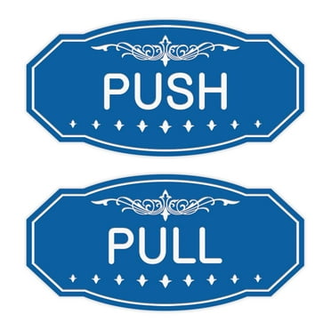 Victorian Push Pull Sign Set (Blue) - Small 3" X 6"