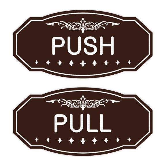 Victorian Push Pull Sign Set (Dark Brown) - Small 3" X 6"