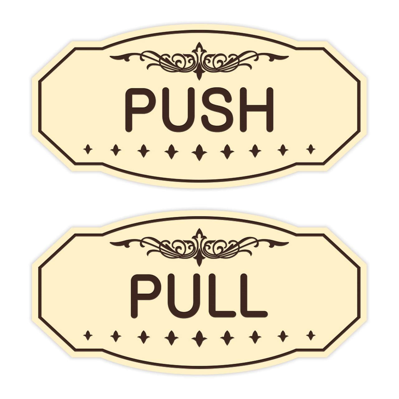 Victorian Push Pull Sign Set (Ivory/Dark Brown) - Large 5