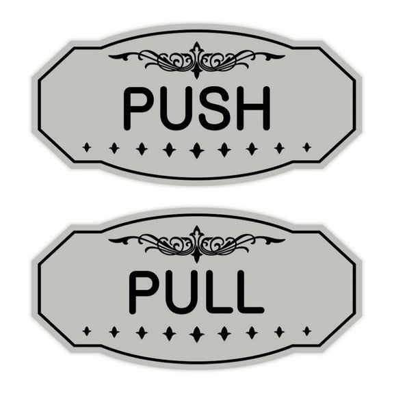 Victorian Push Pull Sign Set (Lt Gray) - Small 3" X 6"