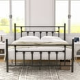 thumbnail image 1 of Victorian Queen Size Metal Platform Bed Frame with Headboard & Footboard, No Box Spring Needed, Black, 1 of 15
