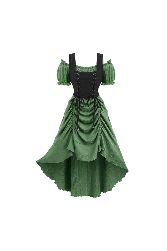 Victorian Renaissance Gown for Women Long Sleeve Lace-Up Historical Costume Elegant Medieval Ball Dress for Cosplay