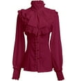 thumbnail image 1 of Victorian Renaissance Ruffled Lace Blouse Steampunk Long Sleeve Bows Tie Shirt, 1 of 10