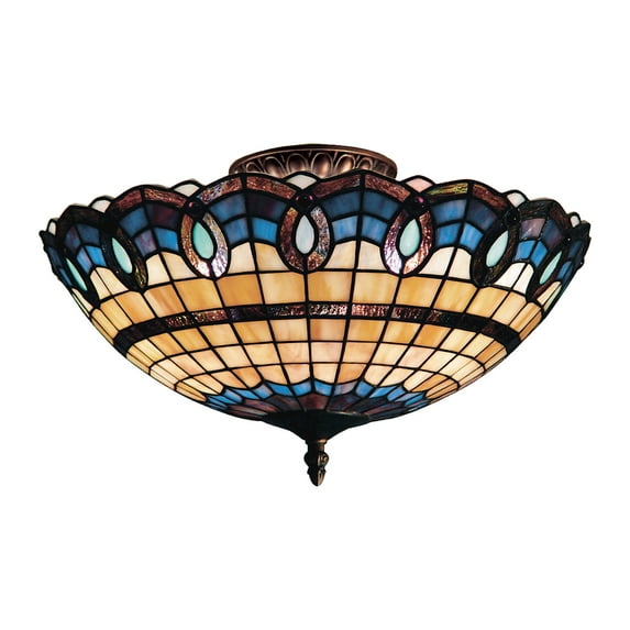 Victorian Ribbon 3-Light Semi Flush In Classic Bronze