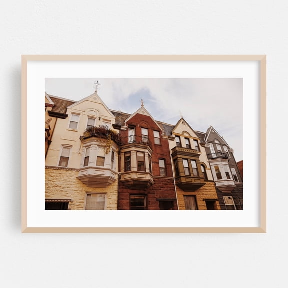 Victorian Row Houses in Dupont Circle - Washington District of Columbia Photography Architecture Cityscape Victorian Vintage Street Photography Oak Framed Wall Art Print 5 x 7 inches