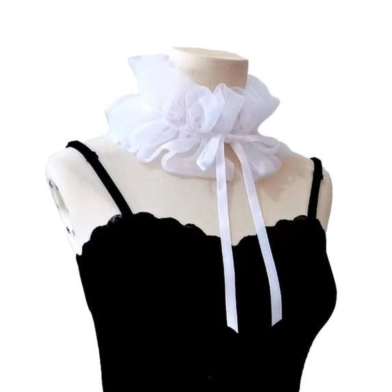 Victorian Ruffled Collar Elegant Sweet Girls Blouse Collar Lapel Choker Decorative Lapel for Lady Medieval Cosplay