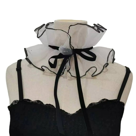 Victorian Ruffled Collar Sheer Ruff Girls Blouse Collar Lapel Shawl Decorative Lapel for Lady Medieval Cosplay