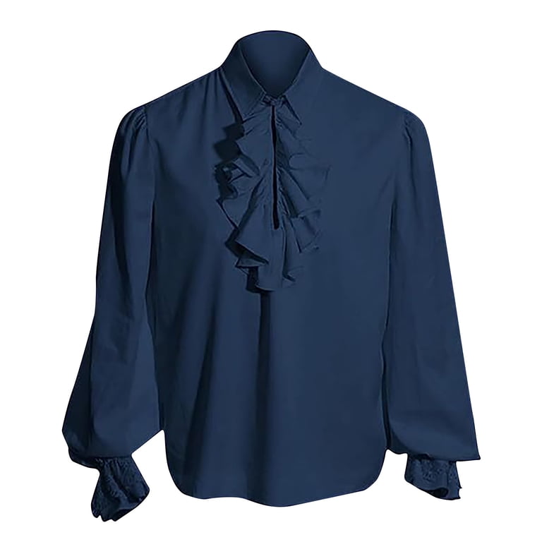 NARHBRG Victorian Shirts for Men Gothic Ruffle Dress Shirt Vintage Viking Cosplay Blouse Retro Renaissance Long Sleeve Tops, Men's, Size: Medium,