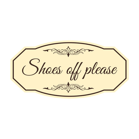 Victorian Shoes Off Please Sign (Ivory/Dark Brown) - Large