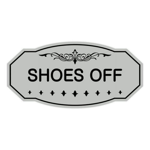 Victorian Shoes Off Sign (Lt Gray) - Small 3" X 6"
