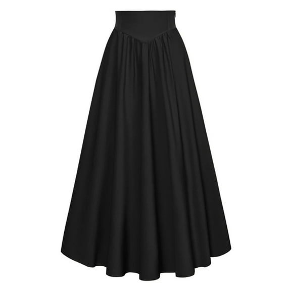 Victorian Skirts for Women Vintage Renaissance Pleated Floor Length High Waisted Flowy Long Skirt