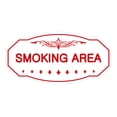thumbnail image 1 of Victorian Smoking Area Sign (White/Red) - Medium 4" X 8", 1 of 1