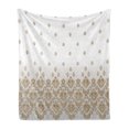 thumbnail image 1 of Victorian Soft Flannel Fleece Blanket, Damask Motifs in Vintage Romantic Country Style Ombre Elements Floral Art, Cozy Plush for Indoor and Outdoor Use, 50" x 60", Brown Grey White, by Ambesonne, 1 of 6