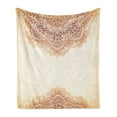 thumbnail image 1 of Victorian Soft Flannel Fleece Blanket, Oriental Vintage Ornate Pattern Autehntic Style Mandala Artwork Print, Cozy Plush for Indoor and Outdoor Use, 50" x 60", Beige and Burnt Orange, by Ambesonne, 1 of 5