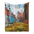 thumbnail image 1 of Victorian Soft Flannel Fleece Throw Blanket, Old City Riga Latvia Capital Historical Buildings Medieval Town Image Print, Cozy Plush for Indoor and Outdoor Use, 70" x 90", Multicolor, by Ambesonne, 1 of 5
