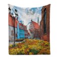 thumbnail image 1 of Victorian Soft Flannel Fleece Throw Blanket, Old City Riga Latvia Capital Historical Buildings Medieval Town Image Print, Cozy Plush for Indoor and Outdoor Use, 60" x 80", Multicolor, by Ambesonne, 1 of 6