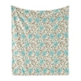 thumbnail image 1 of Victorian Soft Flannel Fleece Throw Blanket, Vintage Pattern with Delicate Flowers on Leafy Branches, Cozy Plush for Indoor and Outdoor Use, 50" x 60", Eggshell Cadet Blue, by Ambesonne, 1 of 5