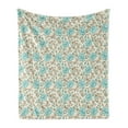 thumbnail image 1 of Victorian Soft Flannel Fleece Throw Blanket, Vintage Pattern with Delicate Flowers on Leafy Branches, Cozy Plush for Indoor and Outdoor Use, 50" x 70", Eggshell Cadet Blue, by Ambesonne, 1 of 6