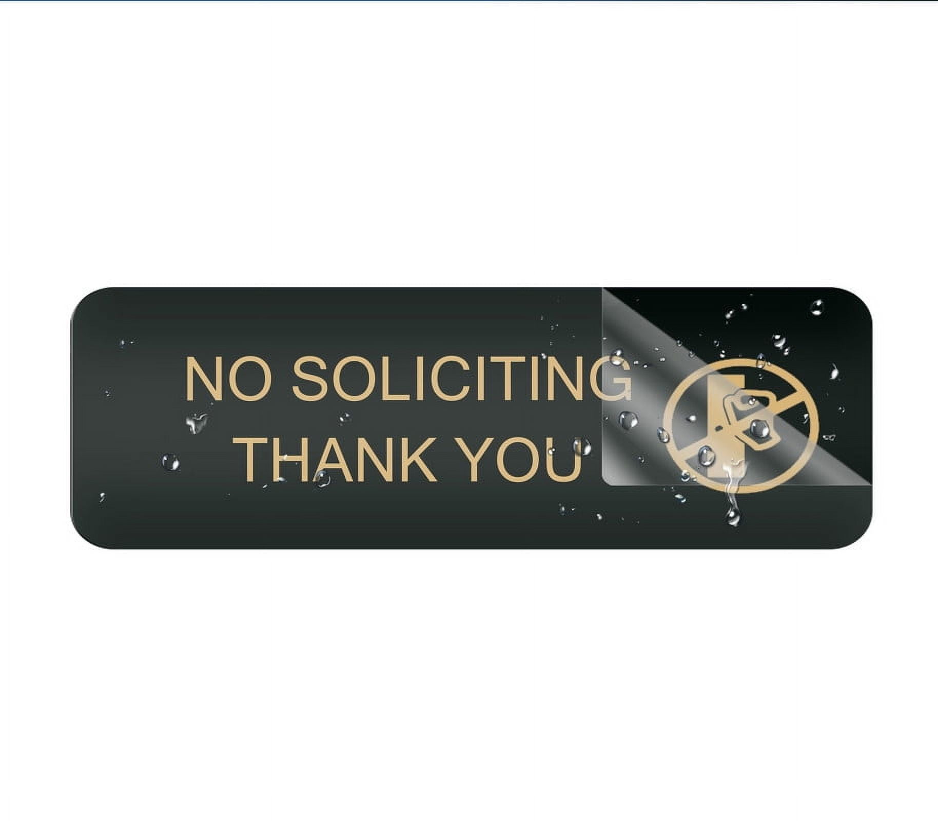 Antique Brass No Soliciting Sign – 6” Solid Brass Wall Plaque, Landscape Mount