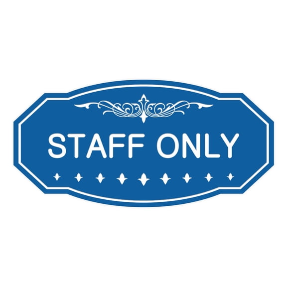 Victorian Staff Only Sign (Blue) - Small