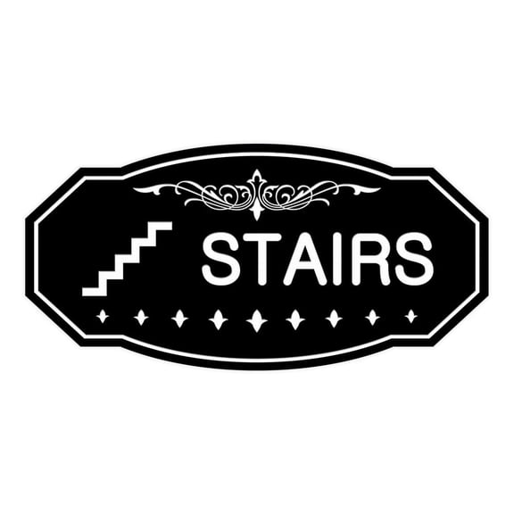 Victorian Stairs Sign (Black) - Large 5" X 10"