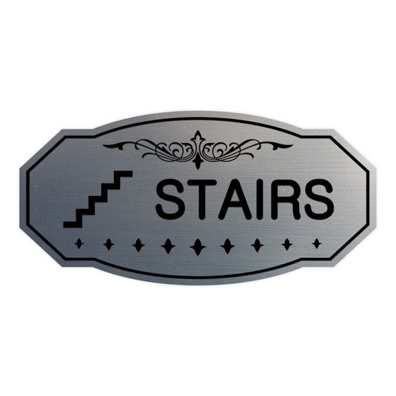 Victorian Stairs Sign (Brushed Silver) - Small 3" X 6"