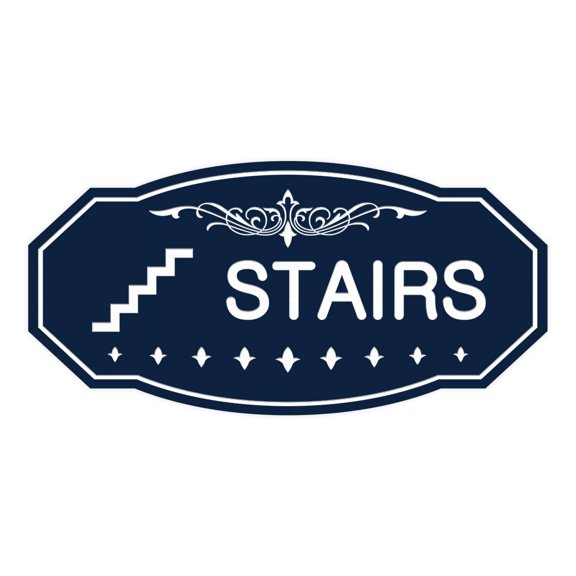 Victorian Stairs Sign (Navy Blue / White) - Small 3" X 6"