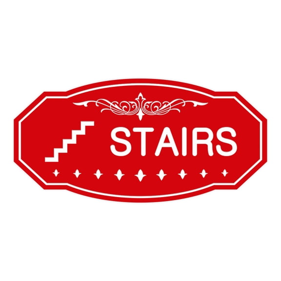 Victorian Stairs Sign (Red) - Small 3" X 6"