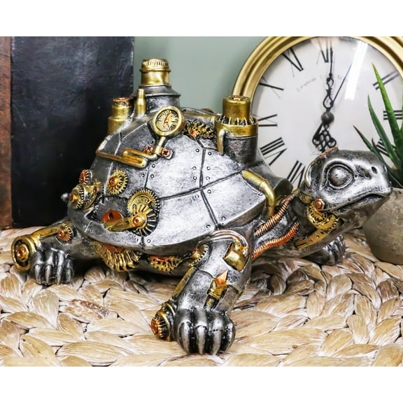 Victorian Steam Age Nautical Steampunk Geared Bionic Turtle Tortoise Figurine