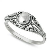 Victorian Style Filigree Oxidized Oval Ring .925 Sterling Silver Band Jewelry Female Male Size 10