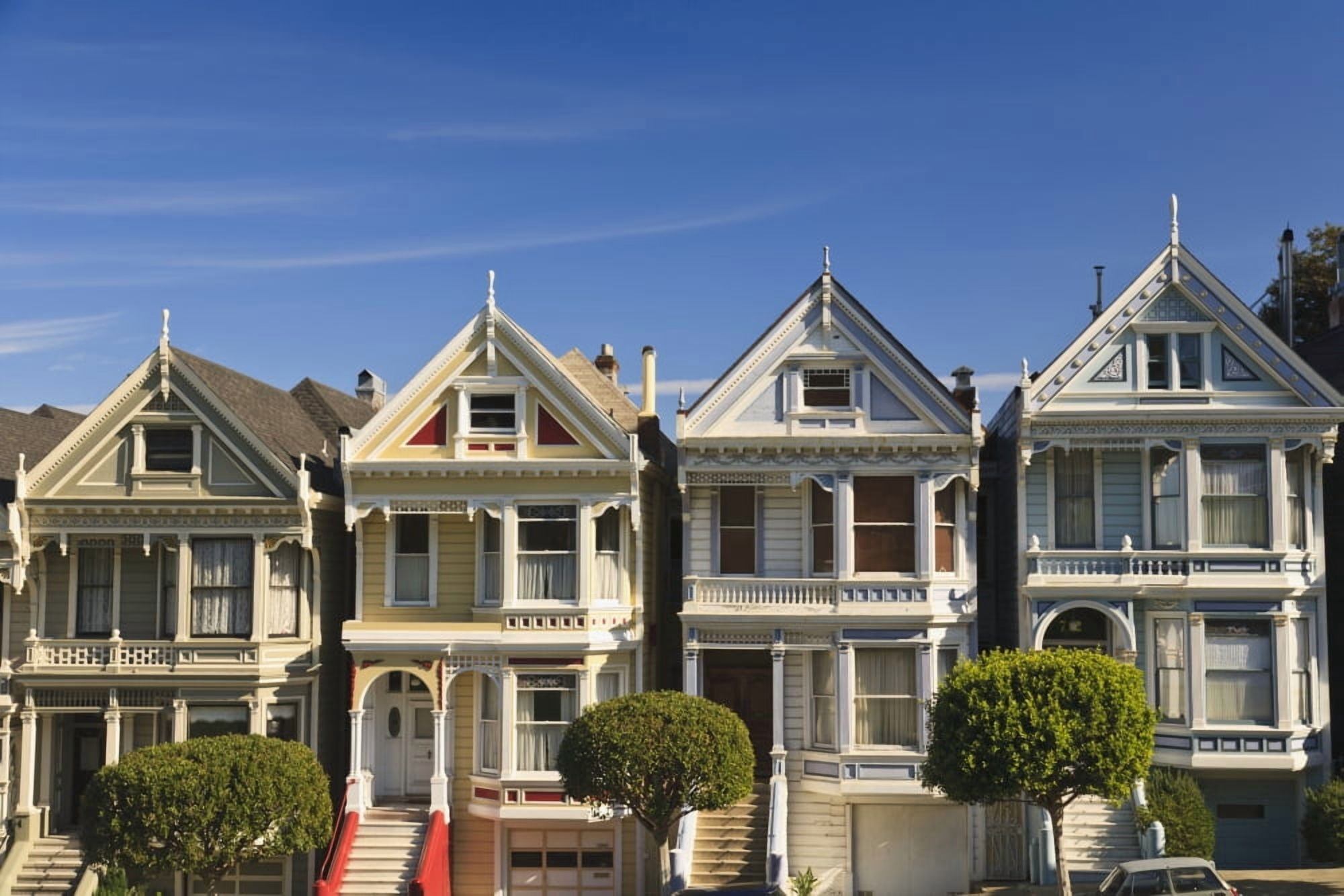 Victorian Style Homes Near Alamo Square San Francisco California United States Of America Canvas Art - Stuart Westmorland Design Pics (38 x 24)