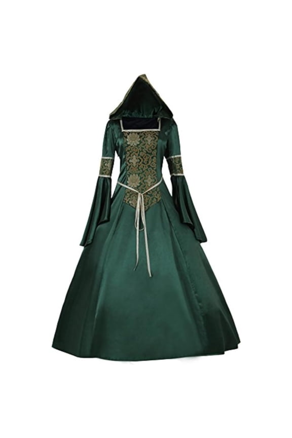 Victorian-Style Hooded Medieval Gown for Women