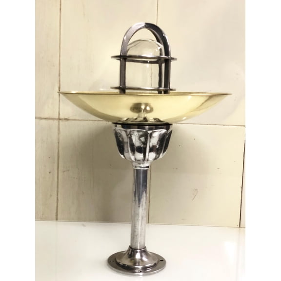 Victorian Style Solid Aluminum Metal Bulkhead Ceiling Wall Lamp Fixture with Brass Deflector Shade