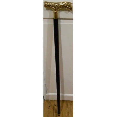 upper deck, ltd victorian style wood walking stick ~ cane with a brass handle, brown