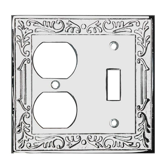 Victorian Switch Plate Double Outlet Chrome Solid Brass Renovators Supply