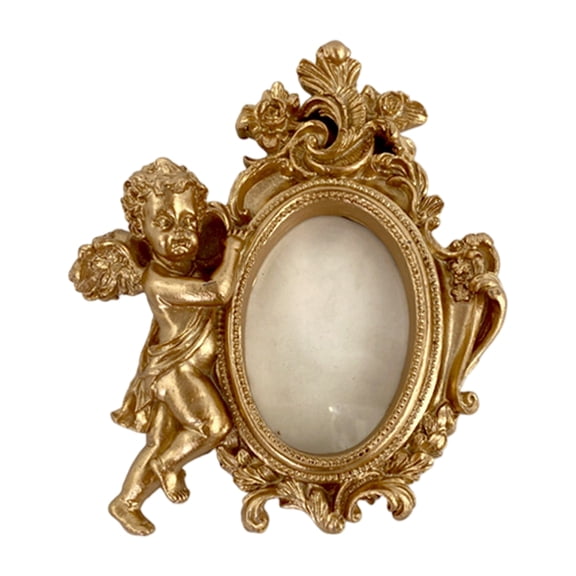 Victorian Theme Antique Resin Photo Frame With Cherub Figurine Home Decors For Living Room Bedroom Tabletop Wall Mount