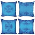 thumbnail image 1 of Ambesonne Victorian Throw Pillow Cover 4 Pack, Rococo Themed Motifs Art, 20", Indigo and Blue, 1 of 2