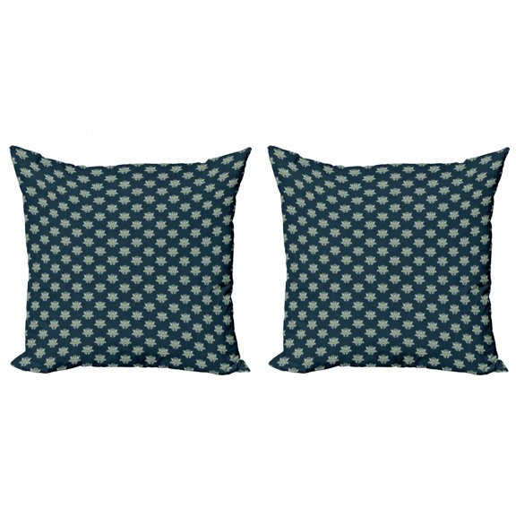 Ambesonne Victorian Throw Pillow Cover 2 Pack, Damask Swirls Leaves, 16", Dark Blue Pale Green