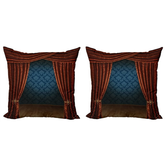 Ambesonne Victorian Throw Pillow Cover 2 Pack, Classic Stage Theater, 24", Burgundy Multicolor